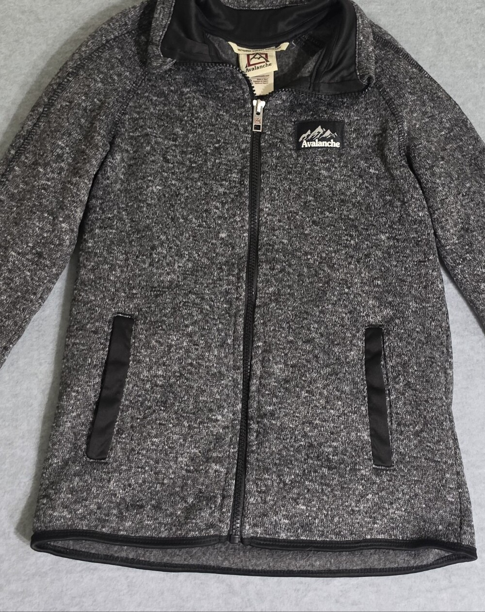 Avalanche Kids Gray Full-Zip Knit Jacket with Black Trim